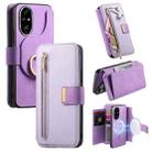 For Honor 200 Pro Ring Zipper Wallet RFID Blocking MagSafe Leather Phone Case(Purple) - 1