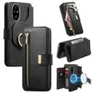 For Honor 200 Pro Ring Zipper Wallet RFID Blocking MagSafe Leather Phone Case(Black) - 1
