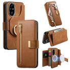 For Honor 200 Pro Ring Zipper Wallet RFID Blocking MagSafe Leather Phone Case(Brown) - 1