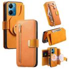 For Honor Play7T 5G Ring Zipper Wallet RFID Blocking MagSafe Leather Phone Case(Orange) - 1