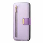 For Samsung Galaxy S24 FE 5G Ring Zipper Wallet RFID Blocking MagSafe Leather Phone Case(Purple) - 2