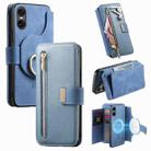 For Sony Xperia 5 V Ring Zipper Wallet RFID Blocking MagSafe Leather Phone Case(Blue) - 1