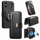 For Sony Xperia 5 V Ring Zipper Wallet RFID Blocking MagSafe Leather Phone Case(Black) - 1