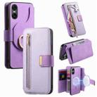 For Sony Xperia 10 VI Ring Zipper Wallet RFID Blocking MagSafe Leather Phone Case(Purple) - 1