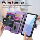 For Sony Xperia 10 VI Ring Zipper Wallet RFID Blocking MagSafe Leather Phone Case(Purple) - 3