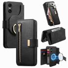 For Sony Xperia 10 VI Ring Zipper Wallet RFID Blocking MagSafe Leather Phone Case(Black) - 1