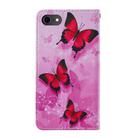 For iPhone SE 2022 / SE 2020 / 8 / 7 / 6 Cross Texture Painting Pattern Horizontal Flip Leather Case with Holder & Card Slots & Wallet & Lanyard(Pink Butterfly) - 3