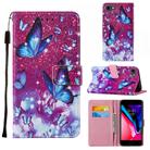 For iPhone SE 2022 / SE 2020 / 8 / 7 / 6 Cross Texture Painting Pattern Horizontal Flip Leather Case with Holder & Card Slots & Wallet & Lanyard(Purple Butterfly) - 1