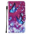 For iPhone SE 2022 / SE 2020 / 8 / 7 / 6 Cross Texture Painting Pattern Horizontal Flip Leather Case with Holder & Card Slots & Wallet & Lanyard(Purple Butterfly) - 2