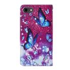 For iPhone SE 2022 / SE 2020 / 8 / 7 / 6 Cross Texture Painting Pattern Horizontal Flip Leather Case with Holder & Card Slots & Wallet & Lanyard(Purple Butterfly) - 3