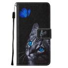 For iPhone SE 2022 / SE 2020 / 8 / 7 / 6 Cross Texture Painting Pattern Horizontal Flip Leather Case with Holder & Card Slots & Wallet & Lanyard(Blue Butterfly Cats Eye) - 2