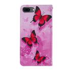 For iPhone 8 Plus / 7 Plus / 6 Plus / 6s Plus Cross Texture Painting Pattern Horizontal Flip Leather Case with Holder & Card Slots & Wallet & Lanyard(Pink Butterfly) - 2