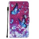 For iPhone 8 Plus / 7 Plus / 6 Plus / 6s Plus Cross Texture Painting Pattern Horizontal Flip Leather Case with Holder & Card Slots & Wallet & Lanyard(Purple Butterfly) - 2