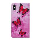 For iPhone X / XS Cross Texture Painting Pattern Horizontal Flip Leather Case with Holder & Card Slots & Wallet & Lanyard(Pink Butterfly) - 3