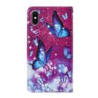 For iPhone X / XS Cross Texture Painting Pattern Horizontal Flip Leather Case with Holder & Card Slots & Wallet & Lanyard(Purple Butterfly) - 3