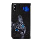 For iPhone X / XS Cross Texture Painting Pattern Horizontal Flip Leather Case with Holder & Card Slots & Wallet & Lanyard(Blue Butterfly Cats Eye) - 3