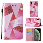 For iPhone X / XS Cross Texture Painting Pattern Horizontal Flip Leather Case with Holder & Card Slots & Wallet & Lanyard(Pink Diamond) - 1