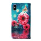 For iPhone X / XS Cross Texture Painting Pattern Horizontal Flip Leather Case with Holder & Card Slots & Wallet & Lanyard(Chrysanthemum) - 3