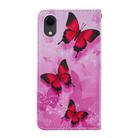 For iPhone XR Cross Texture Painting Pattern Horizontal Flip Leather Case with Holder & Card Slots & Wallet & Lanyard(Pink Butterfly) - 3