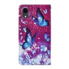 For iPhone XR Cross Texture Painting Pattern Horizontal Flip Leather Case with Holder & Card Slots & Wallet & Lanyard(Purple Butterfly) - 3