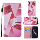 For iPhone XR Cross Texture Painting Pattern Horizontal Flip Leather Case with Holder & Card Slots & Wallet & Lanyard(Pink Diamond) - 1