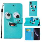 For iPhone XR Cross Texture Painting Pattern Horizontal Flip Leather Case with Holder & Card Slots & Wallet & Lanyard(Big Eyed) - 1