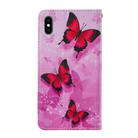 For iPhone XS Max Cross Texture Painting Pattern Horizontal Flip Leather Case with Holder & Card Slots & Wallet & Lanyard(Pink Butterfly) - 3