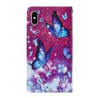 For iPhone XS Max Cross Texture Painting Pattern Horizontal Flip Leather Case with Holder & Card Slots & Wallet & Lanyard(Purple Butterfly) - 3
