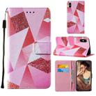 For iPhone XS Max Cross Texture Painting Pattern Horizontal Flip Leather Case with Holder & Card Slots & Wallet & Lanyard(Pink Diamond) - 1