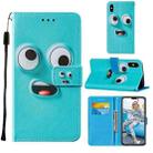 For iPhone XS Max Cross Texture Painting Pattern Horizontal Flip Leather Case with Holder & Card Slots & Wallet & Lanyard(Big Eyed) - 1