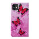 For iPhone 11 Cross Texture Painting Pattern Horizontal Flip Leather Case with Holder & Card Slots & Wallet & Lanyard(Pink Butterfly) - 3