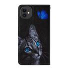 For iPhone 11 Cross Texture Painting Pattern Horizontal Flip Leather Case with Holder & Card Slots & Wallet & Lanyard(Blue Butterfly Cats Eye) - 3