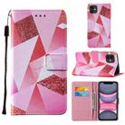 For iPhone 11 Cross Texture Painting Pattern Horizontal Flip Leather Case with Holder & Card Slots & Wallet & Lanyard(Pink Diamond) - 1