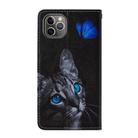 For iPhone 11 Pro Cross Texture Painting Pattern Horizontal Flip Leather Case with Holder & Card Slots & Wallet & Lanyard(Blue Butterfly Cats Eye) - 3