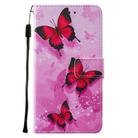 For iPhone 11 Pro Max Cross Texture Painting Pattern Horizontal Flip Leather Case with Holder & Card Slots & Wallet & Lanyard(Pink Butterfly) - 2