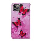 For iPhone 11 Pro Max Cross Texture Painting Pattern Horizontal Flip Leather Case with Holder & Card Slots & Wallet & Lanyard(Pink Butterfly) - 3