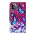 For iPhone 11 Pro Max Cross Texture Painting Pattern Horizontal Flip Leather Case with Holder & Card Slots & Wallet & Lanyard(Purple Butterfly) - 3