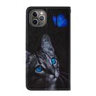 For iPhone 11 Pro Max Cross Texture Painting Pattern Horizontal Flip Leather Case with Holder & Card Slots & Wallet & Lanyard(Blue Butterfly Cats Eye) - 3