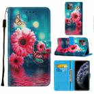 For iPhone 11 Pro Max Cross Texture Painting Pattern Horizontal Flip Leather Case with Holder & Card Slots & Wallet & Lanyard(Chrysanthemum) - 1