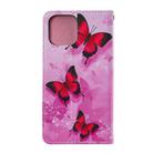 For iPhone 12 mini Cross Texture Painting Pattern Horizontal Flip Leather Case with Holder & Card Slots & Wallet & Lanyard(Pink Butterfly) - 3