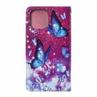 For iPhone 12 mini Cross Texture Painting Pattern Horizontal Flip Leather Case with Holder & Card Slots & Wallet & Lanyard(Purple Butterfly) - 3