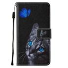For iPhone 12 mini Cross Texture Painting Pattern Horizontal Flip Leather Case with Holder & Card Slots & Wallet & Lanyard(Blue Butterfly Cats Eye) - 2