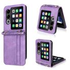 For ZTE nubia Flip2 Crossbody Card Bag PU Folding Phone Case(Purple) - 1