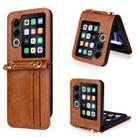 For ZTE nubia Flip2 Crossbody Card Bag PU Folding Phone Case(Brown) - 1