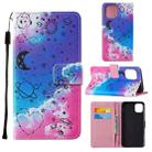 For iPhone 12 / 12 Pro Cross Texture Painting Pattern Horizontal Flip Leather Case with Holder & Card Slots & Wallet & Lanyard(Love Universe) - 1