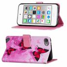 For iPod Touch 7 / 6 / 5 Cross Texture Painting Pattern Horizontal Flip Leather Case with Holder & Card Slots & Wallet & Lanyard(Pink Butterfly) - 3