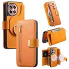 For OnePlus 12R / Ace 3 Ring Zipper Wallet RFID Blocking MagSafe Leather Phone Case(Orange) - 1