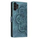For Samsung Galaxy A13 Mandala Embossed Retro Frosted Leather Phone Case(Blue) - 3