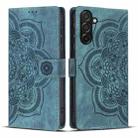 For Samsung Galaxy A56 5G Mandala Embossed Retro Frosted Leather Phone Case(Blue) - 1
