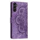 For Samsung Galaxy S25 5G Mandala Embossed Retro Frosted Leather Phone Case(Purple) - 3